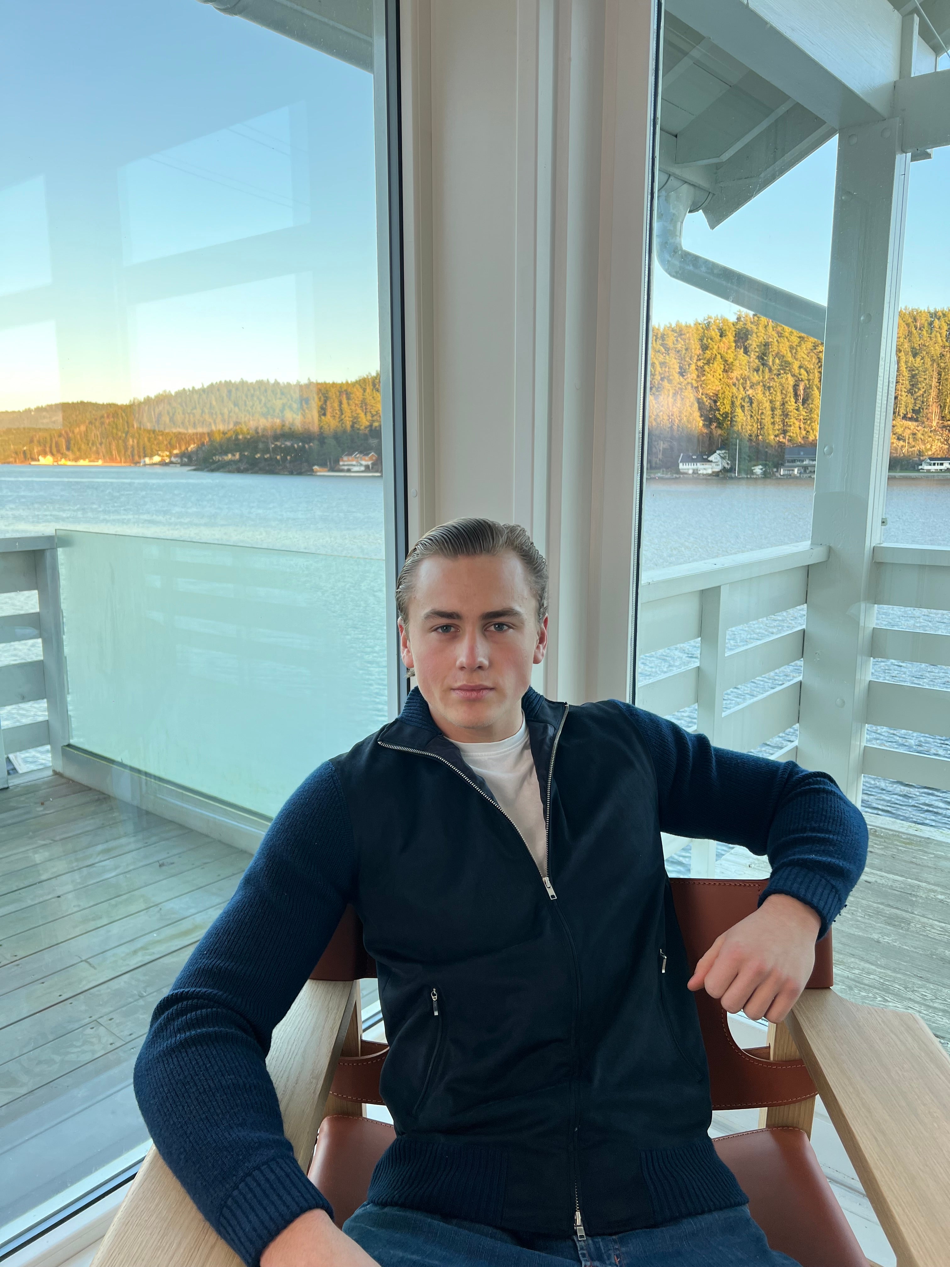 Navy semsket cardigan