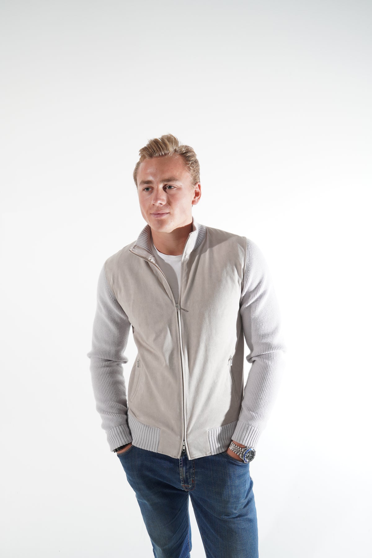 Grå semsket cardigan