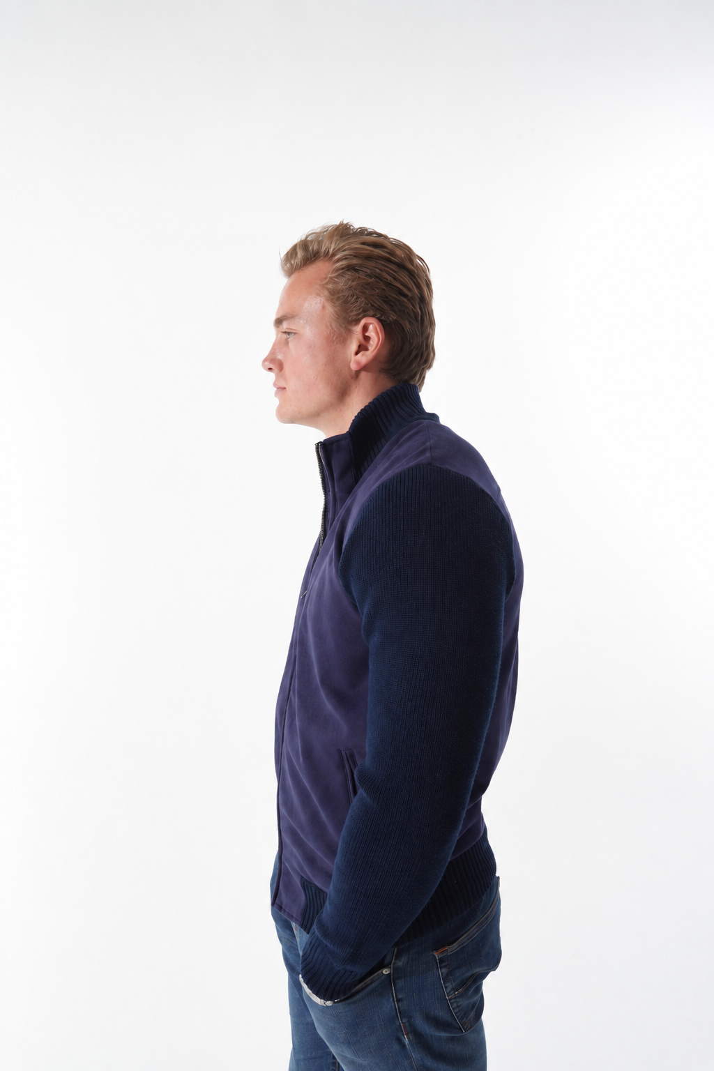 Navy semsket cardigan