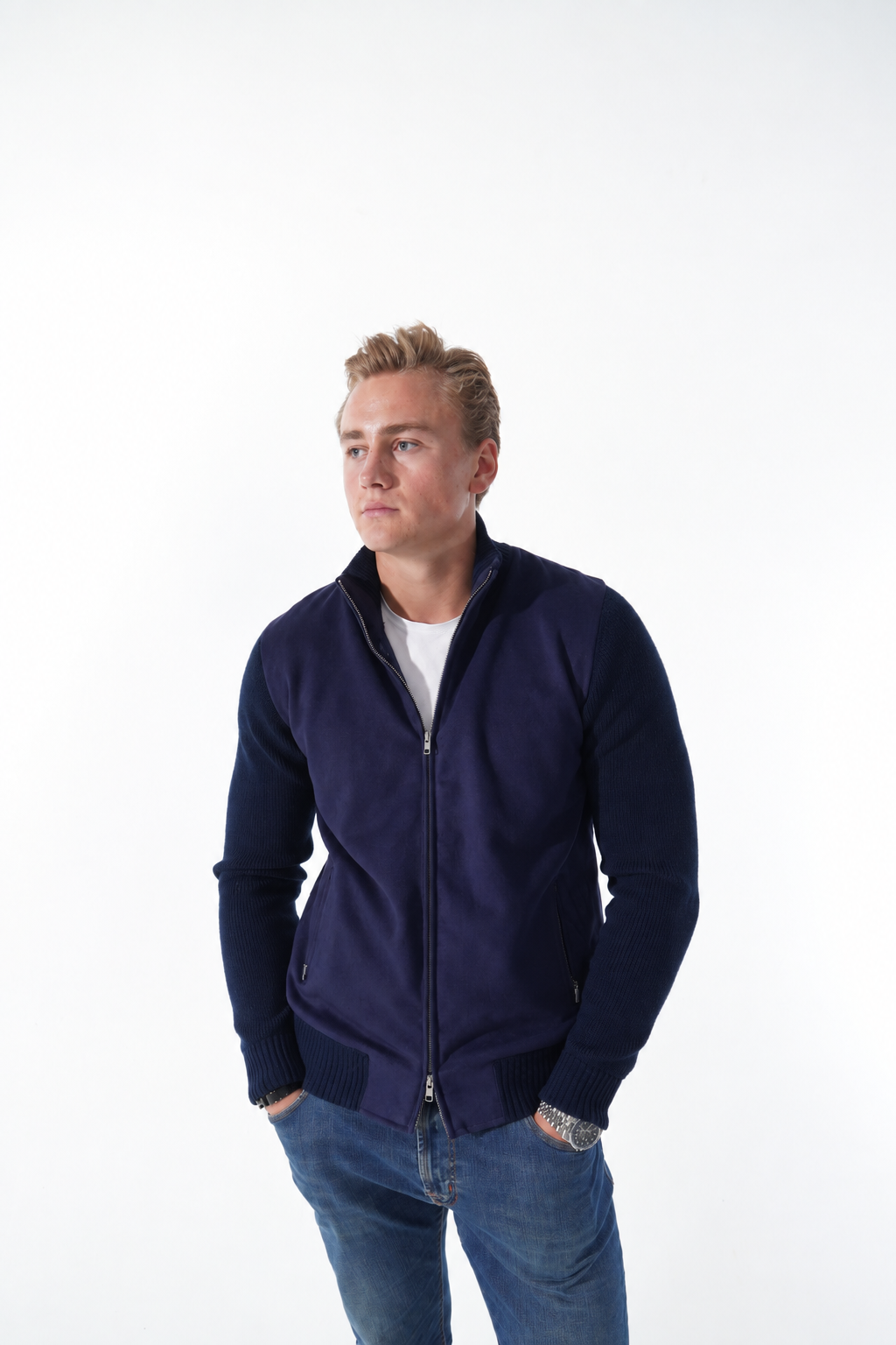 Navy semsket cardigan