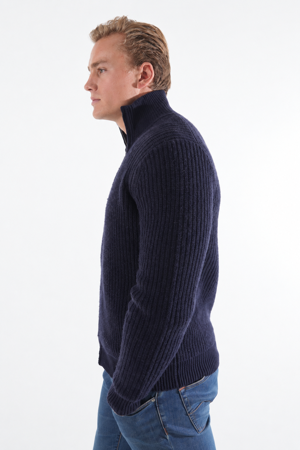 strikket zip navy