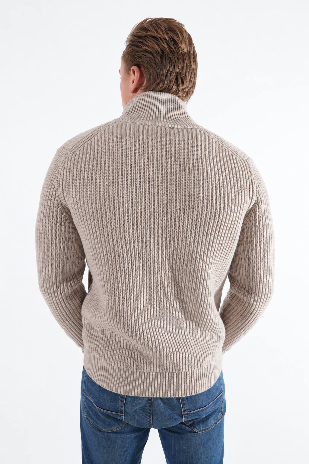 strikket zip beige