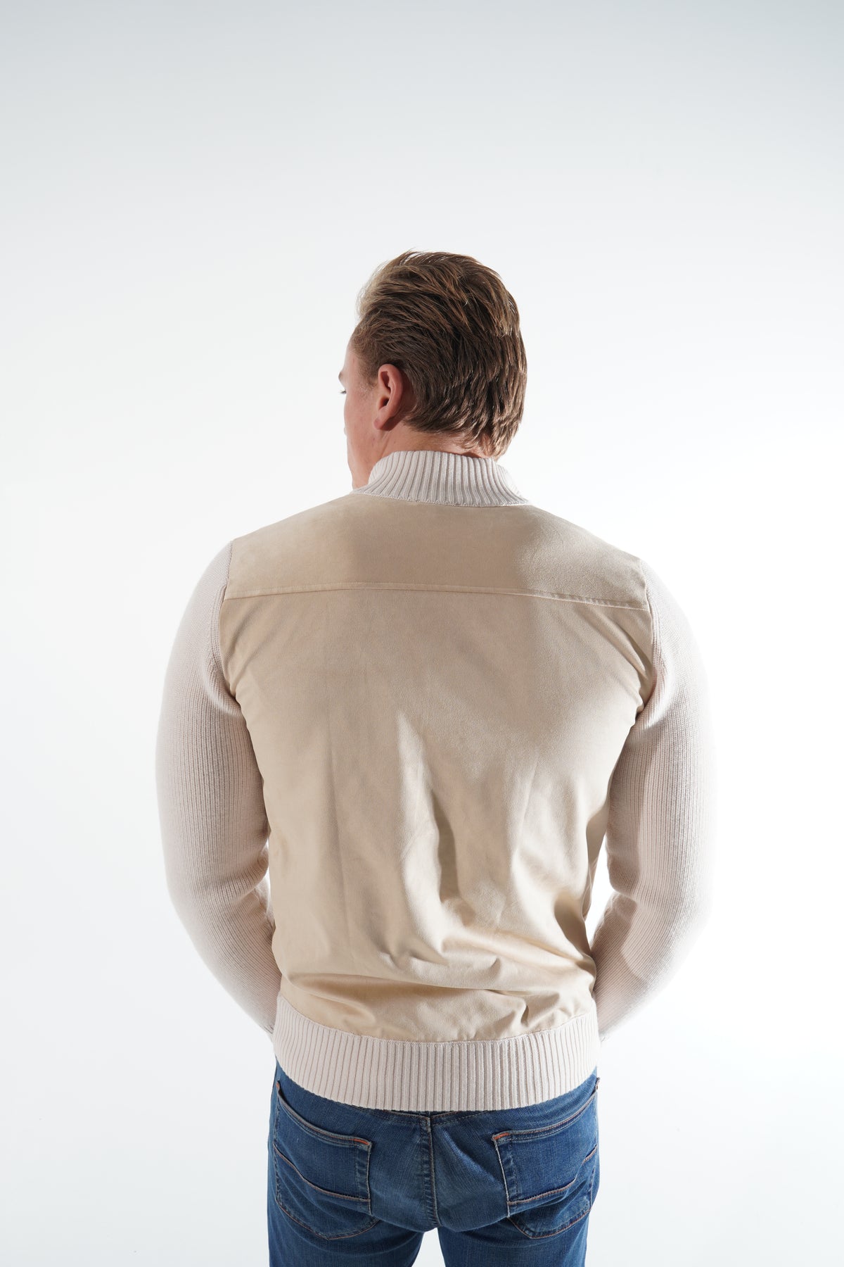 Beige semsket cardigan