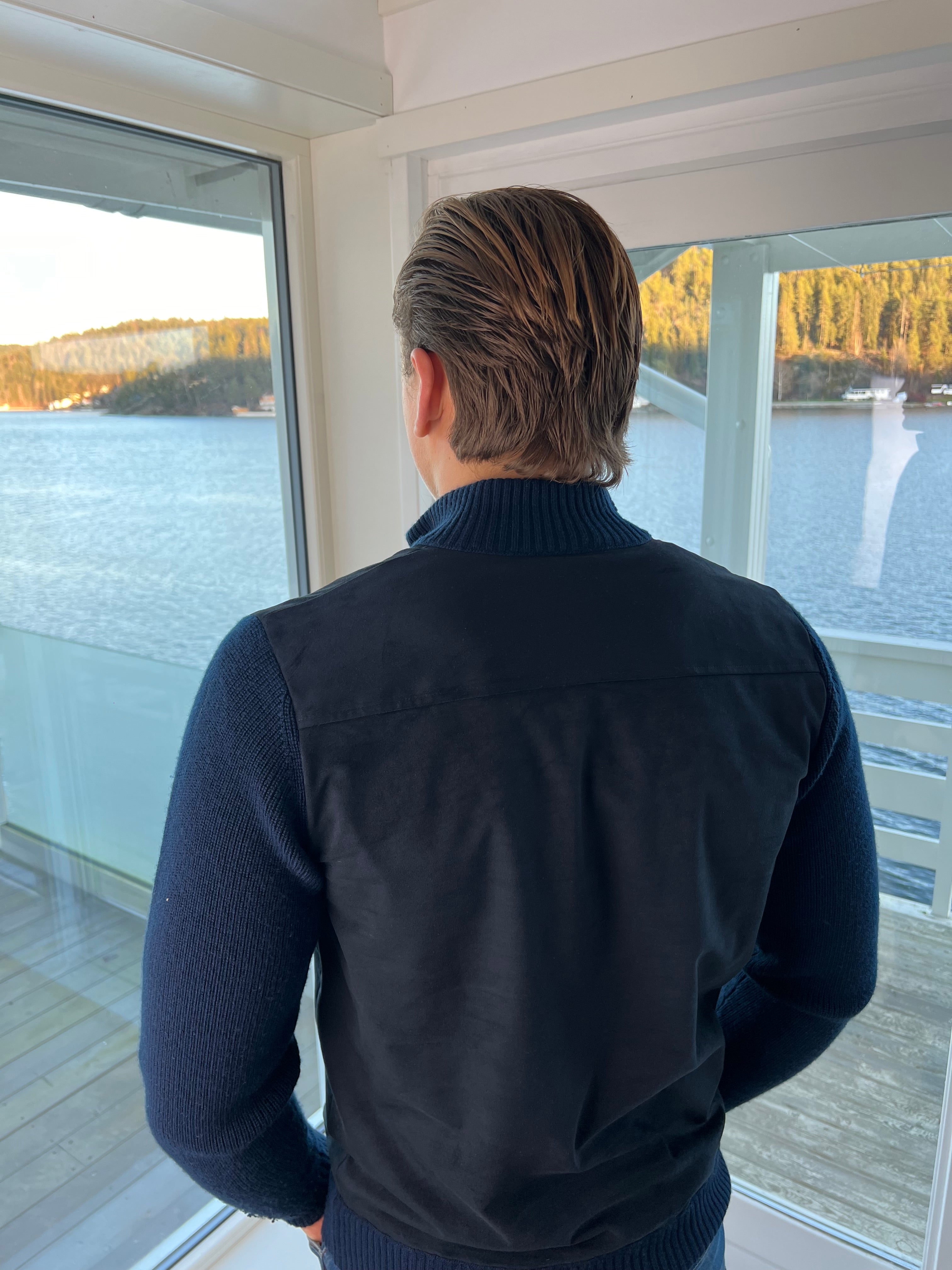 Navy semsket cardigan