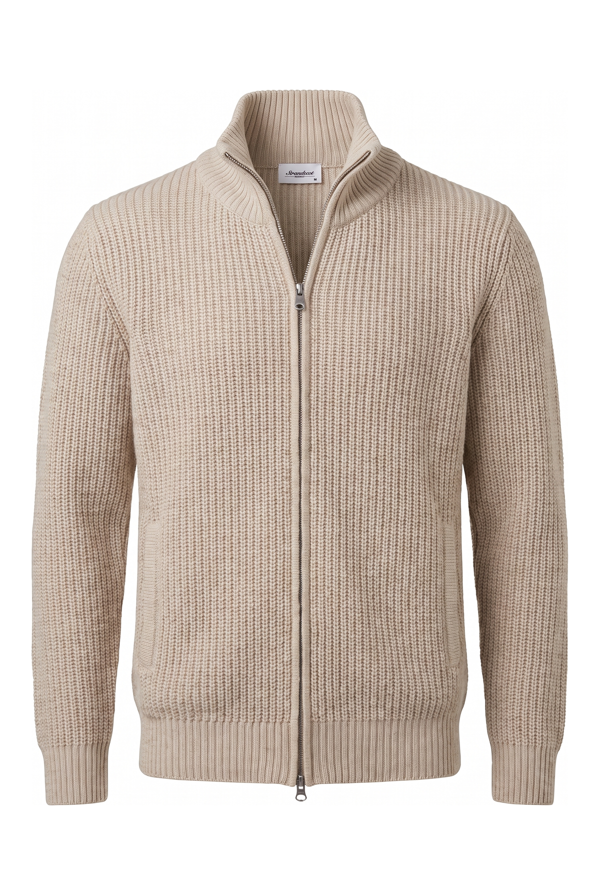 strikket zip beige